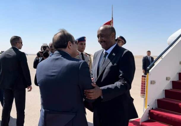 President al-Sisi welcomes al-Burhan in El Alamein, Egypt on August 29, 2023