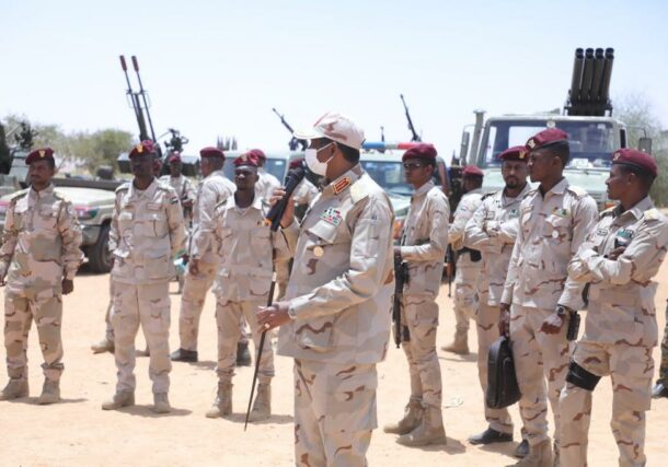 Hemetti speaks to his troops in Zarq area on July 10, 2022