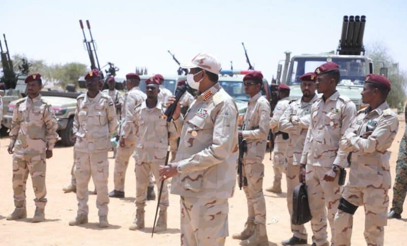 Hemetti speaks to his troops in Zarq area on July 10, 2022