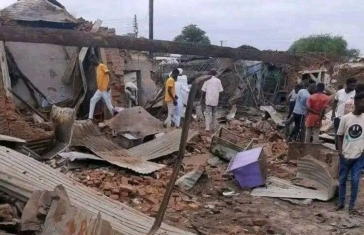 Houses in Nyala destroyed following aristrikes by the Sudanese army on RSF positions on September 13, 2023-1