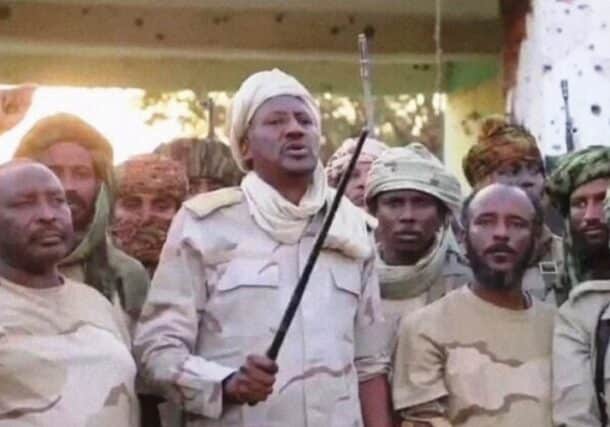 Abdel Rahim Daglo speask in front of the army head quuaters in Nayal on October 26, 2023