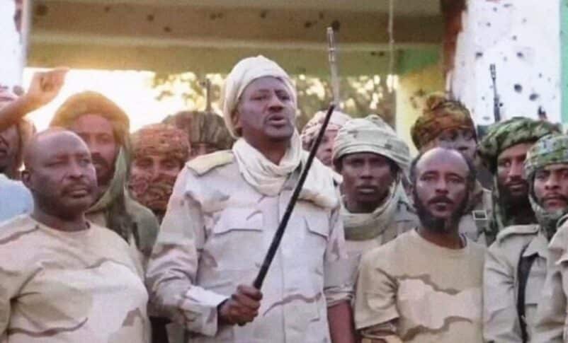 Abdel Rahim Daglo speask in front of the army head quuaters in Nayal on October 26, 2023