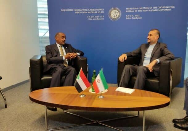 Ali Al-Sadiq met with his Iranian counterpart, Hossein Amir-Abdollahian, on the sidelines of the Non-Aligned Movement meeting in Baku, Azerbaijan 2023