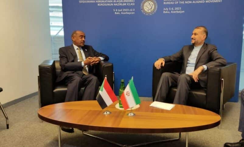 Ali Al-Sadiq met with his Iranian counterpart, Hossein Amir-Abdollahian, on the sidelines of the Non-Aligned Movement meeting in Baku, Azerbaijan 2023