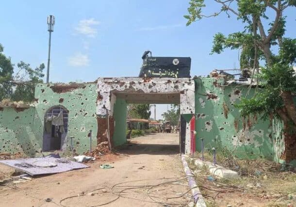 The entrance to the command of the 16th Infantry Division in Nyala, following its seizure by RSF forces on October 26, 2023.