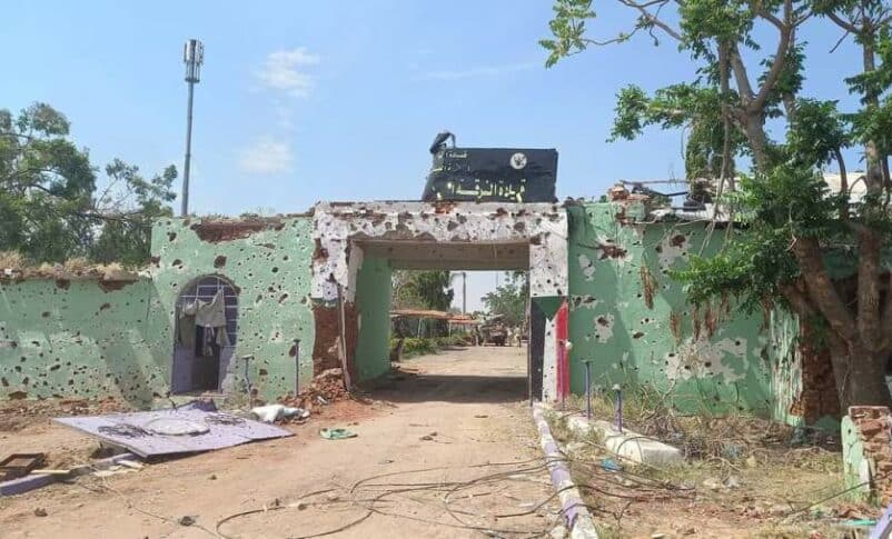 The entrance to the command of the 16th Infantry Division in Nyala, following its seizure by RSF forces on October 26, 2023.