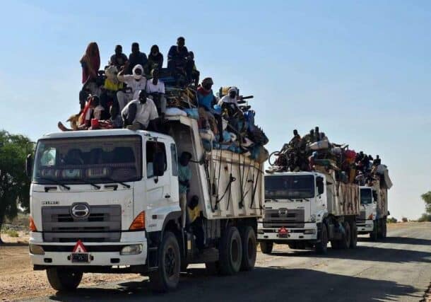 Civilians fleeing Nyala heading to El-Fasher on October 30, 2023