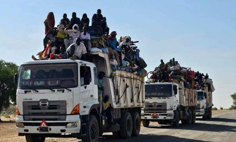 Civilians fleeing Nyala heading to El-Fasher on October 30, 2023
