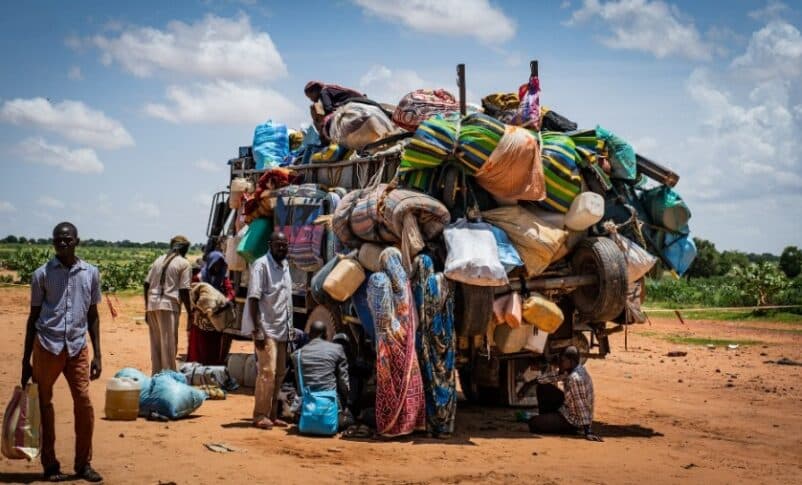 A truck carrying the personal belongings of displaced persons from Sudan who arrived in Chad (IOM photo)