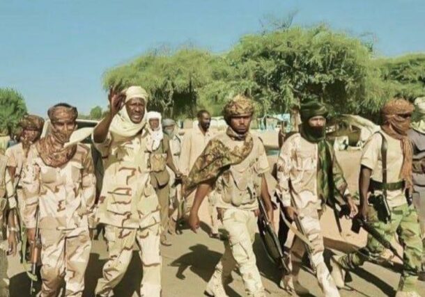 Abdel Rahim Daglo with his fighters outside Babanusa on Janaury 23, 2023
