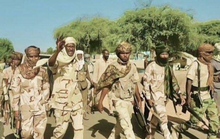 Abdel Rahim Daglo with his fighters outside Babanusa on Janaury 23, 2023