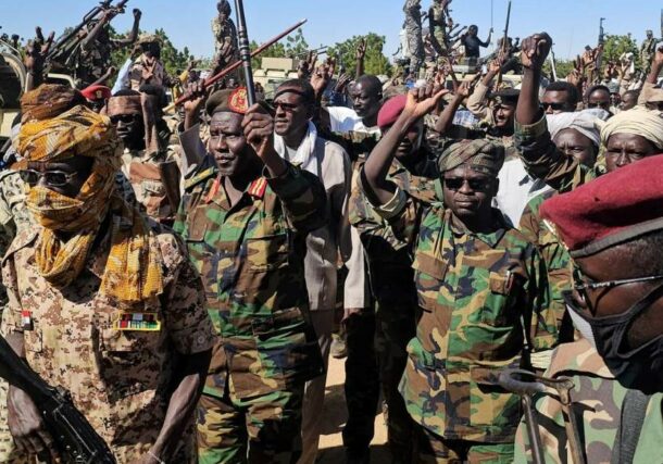 Darfur joint force members celebrate Sudan independence day in El Fasher on January 1, 2024