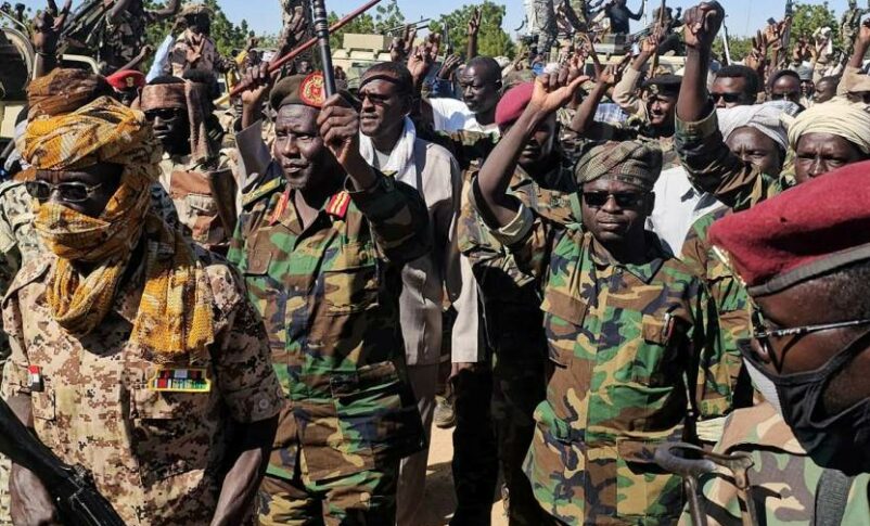 Darfur joint force members celebrate Sudan independence day in El Fasher on January 1, 2024