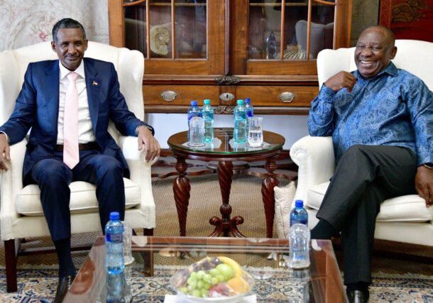 South Africa President Cyril Ramaphosa receives RSF leader Mohamed Handan Daglo Hemetti at his residence in Pretoria on January 4, 2023