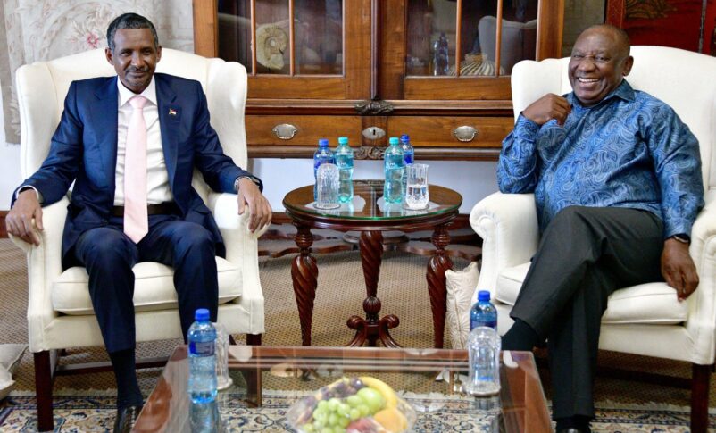 South Africa President Cyril Ramaphosa receives RSF leader Mohamed Handan Daglo Hemetti at his residence in Pretoria on January 4, 2023