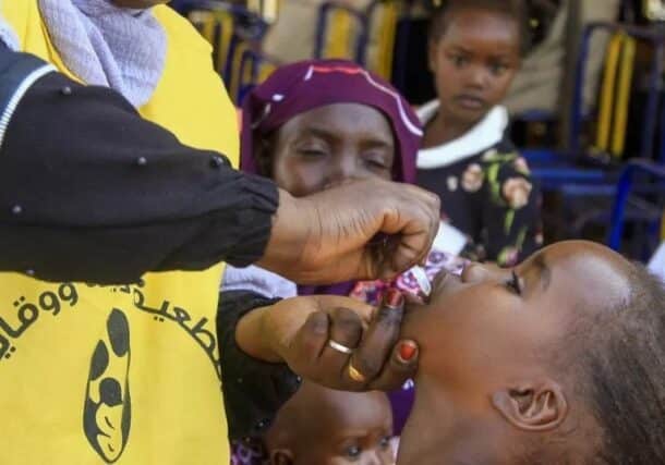 A nurse administers the cholera vaccine to a child in Sudan's Gedaref city on November 20, 2023. AFP