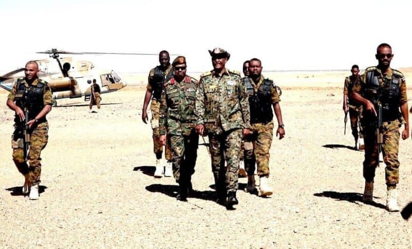 Al-Burhan arrives in Al-Dabbah military area in Northern State on February 11, 2024