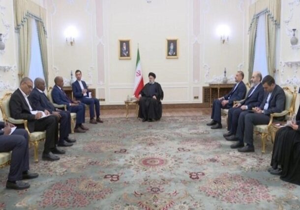 Iranian President Ibrahim Raeisi meets with Sudan's FM Ali al-Sadiq on February 5, 2024 (Mehr Photo)