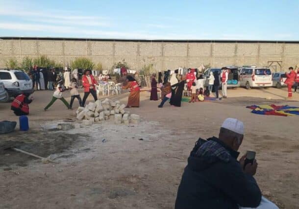 Sudanese refugees shelter in Ajdabiya, Libya near the border
