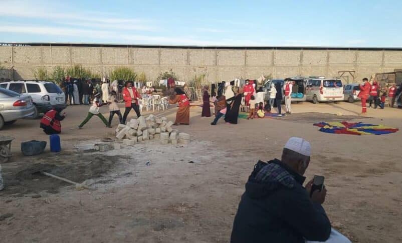 Sudanese refugees shelter in Ajdabiya, Libya near the border