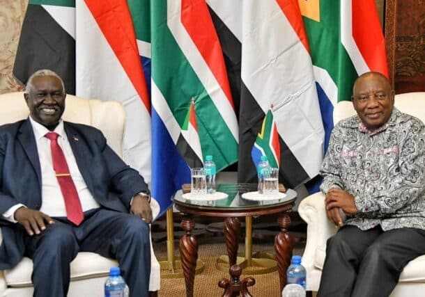 Malik Agar, the Deputy Chairman of the Transitional Sovereign Council meet with South African President Cyril Ramaphosa on March 3, 2024