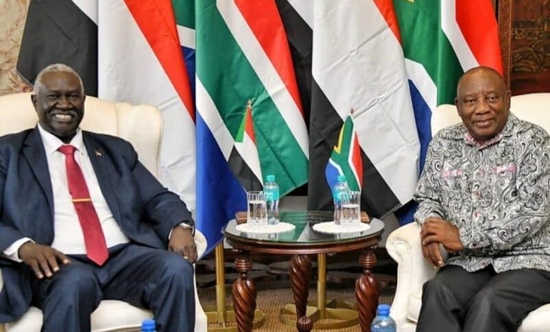 Malik Agar, the Deputy Chairman of the Transitional Sovereign Council meet with South African President Cyril Ramaphosa on March 3, 2024