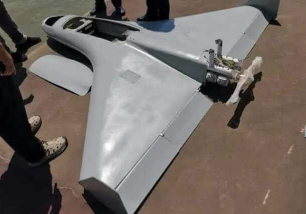 A suicide drone shot down by the Sudanese army in Gedaref on April 9, 2024