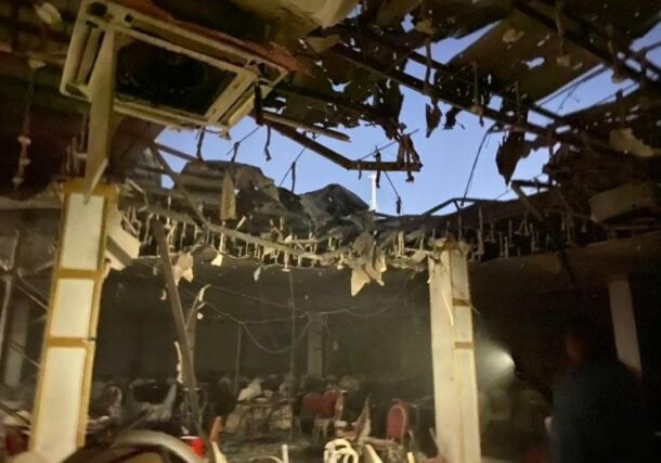The builing where the Ramadan Iftar was organised in Atbara after the bombing on April 2, 2024