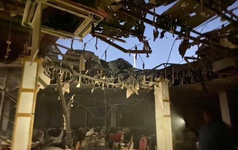 The builing where the Ramadan Iftar was organised in Atbara after the bombing on April 2, 2024