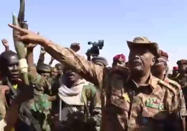 Al-Burhan speaks to Sudanese in the River Nile State on May 8, 2024