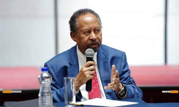 Hamdok speaks to journalists on May 28, 2024