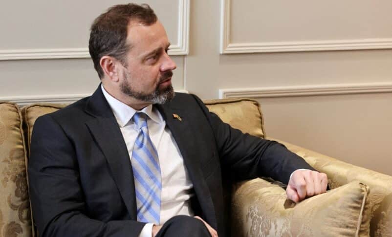 U.S. Special Envoy to Sudan Tom Perriello meets with Egyptian Foreign Minister Sameh Shoukry (unseen) on March 18, 2024. (Reuters photo)