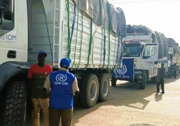 A cross-border humanitarian convoy from the International Organization for Migration arrived in West Darfur from Chad in December 2023