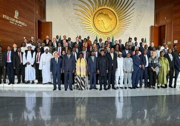 Participants in the Preparatory Meeting to Launch an Inter-Sudanese Political Dialogue and regional and international observers pose on July 10, 2024