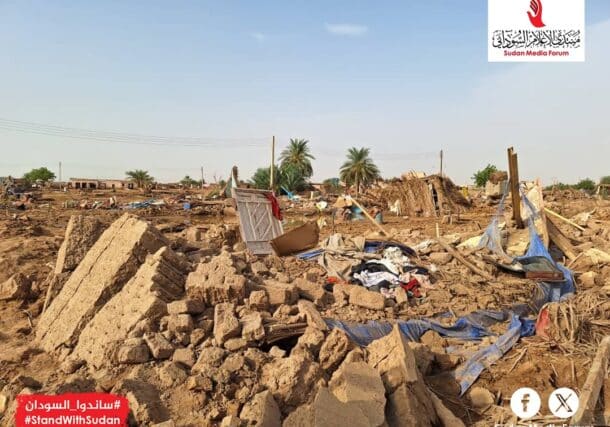 A neighbourhood in Abu Hamad ravaged by the floods August