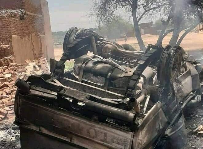 An RSF vehicle destroyed outside El-Fasher by the Sudanese army and allied groups on August 10, 2024