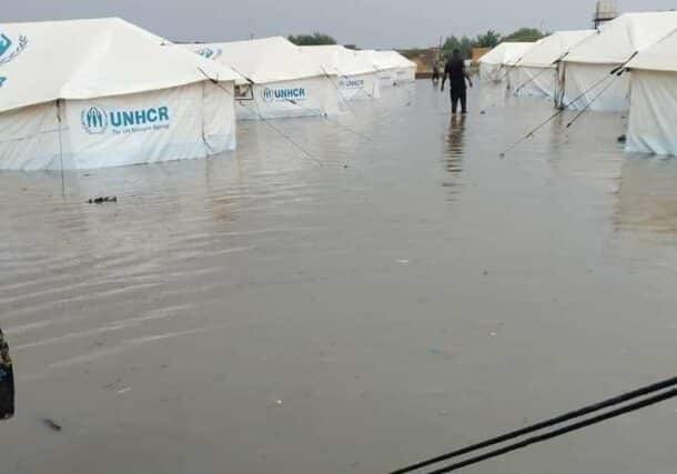 Flooding transforms an IDP camp in Kassala into a makeshift lake, on August 28, 2024