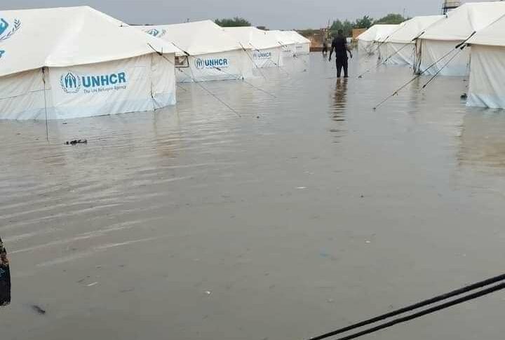 Flooding transforms an IDP camp in Kassala into a makeshift lake, on August 28, 2024