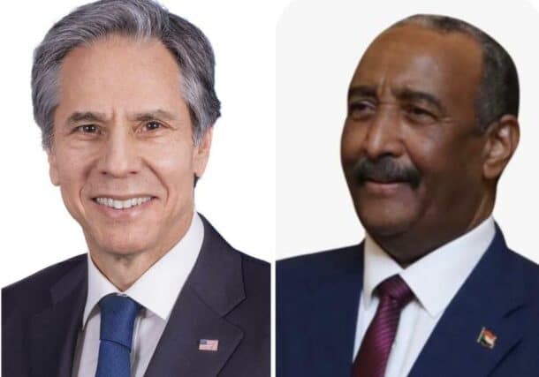 U.S. Secretary of State Antony Blinken holds phone call with the head of Sudan's Sovereign Council. Abdel Fattah al-Burhan.