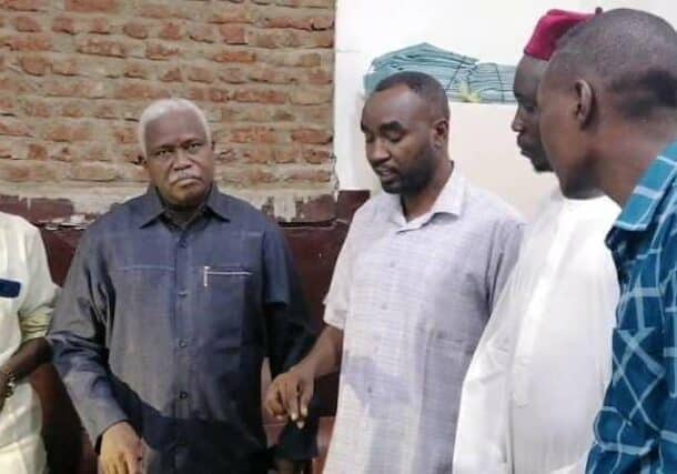 The Governor of North Darfur (2ed left) and the health committee visits the wounded at the Saudi Hospital in El Fasher on August 11, 2024