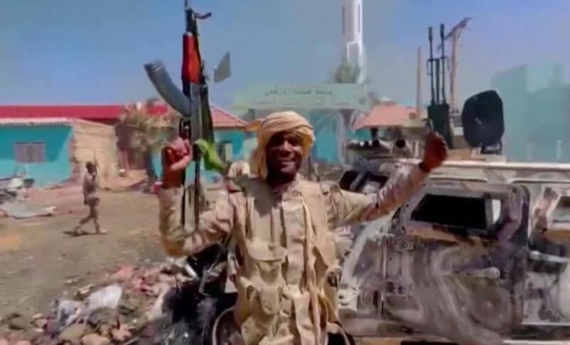 A member of the RSF forces in Khartoum, Sudan on June 14, 2023. © FSR via Twitter via Reuters