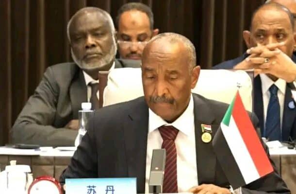 Al-Burhan speaks at the Chinese African summit on September 5, 2024