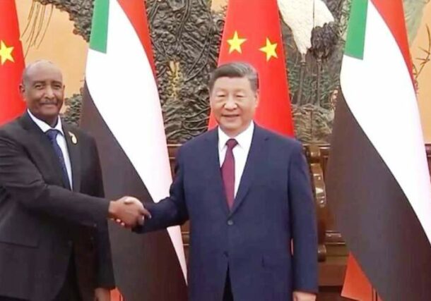 Al-Burhan shakes hands with Chinese President Xi Jinping on September 6, 2024