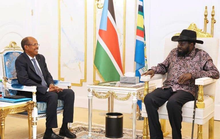 President Salva Kiir receives Djibouti's Foreign Minister Mahamoud Youssouf on September 20, 2024