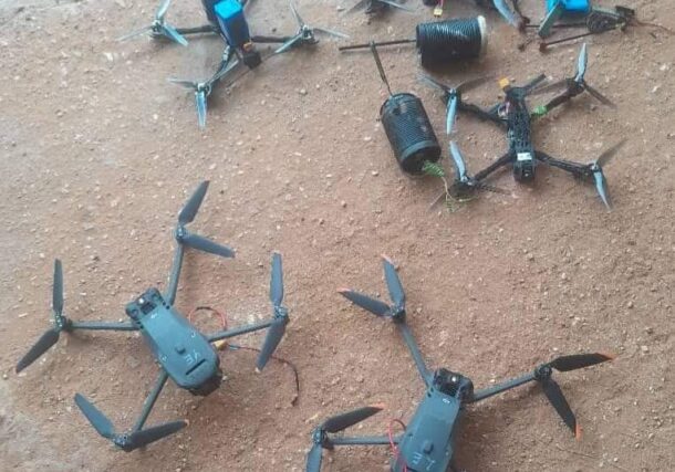 RSF drones downed by the Sudanese army and Darfur groups in El-Fasher on September 8, 2024