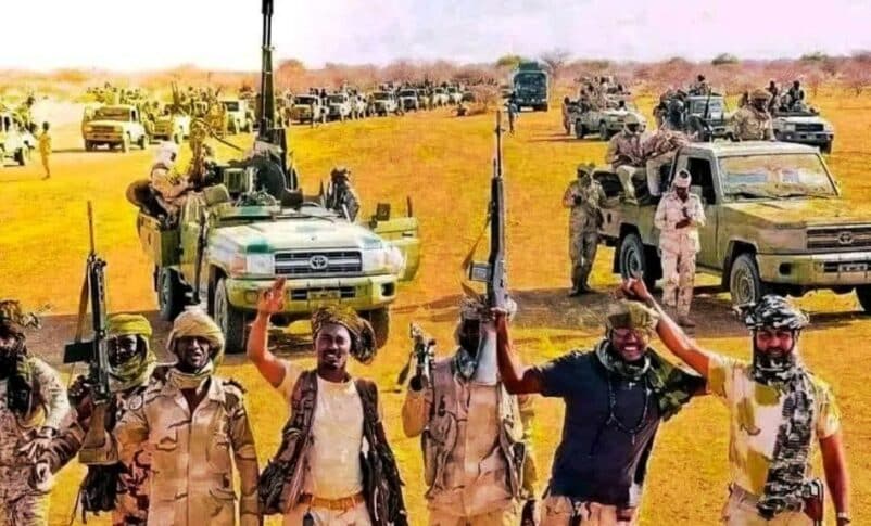 RSF elements pose in the desert in a photo released on July 26, 2023