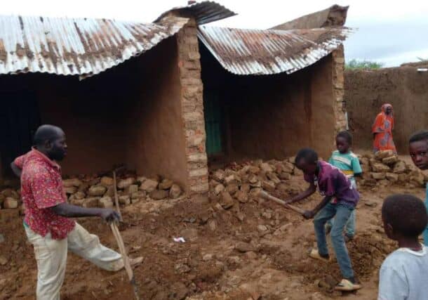 Torrential rains on September 3, 2024, damaged shelters of displaced people in Kassab camp, Kutum locality, North Darfur.