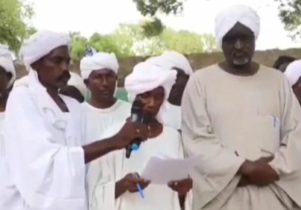Arab tribal leaders read a statement expressing support to the RSF group