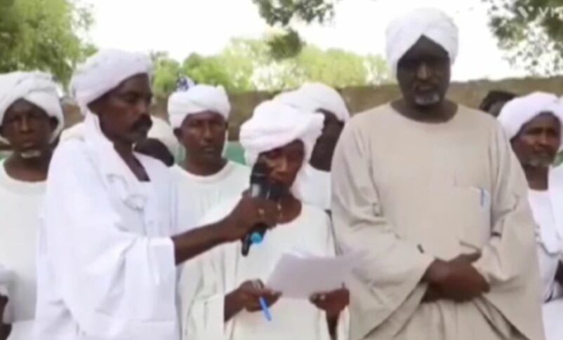 Arab tribal leaders read a statement expressing support to the RSF group