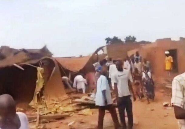 Homes reduced to rubble after Sudanese army airstrikes in Al-Kuma, North Darfur on October 4, 2024